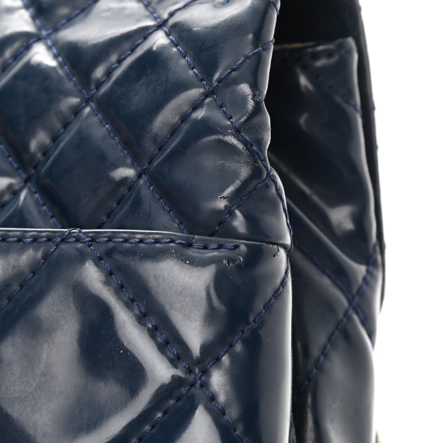 Vinyl Quilted In The Business Flap Bag Navy Blue