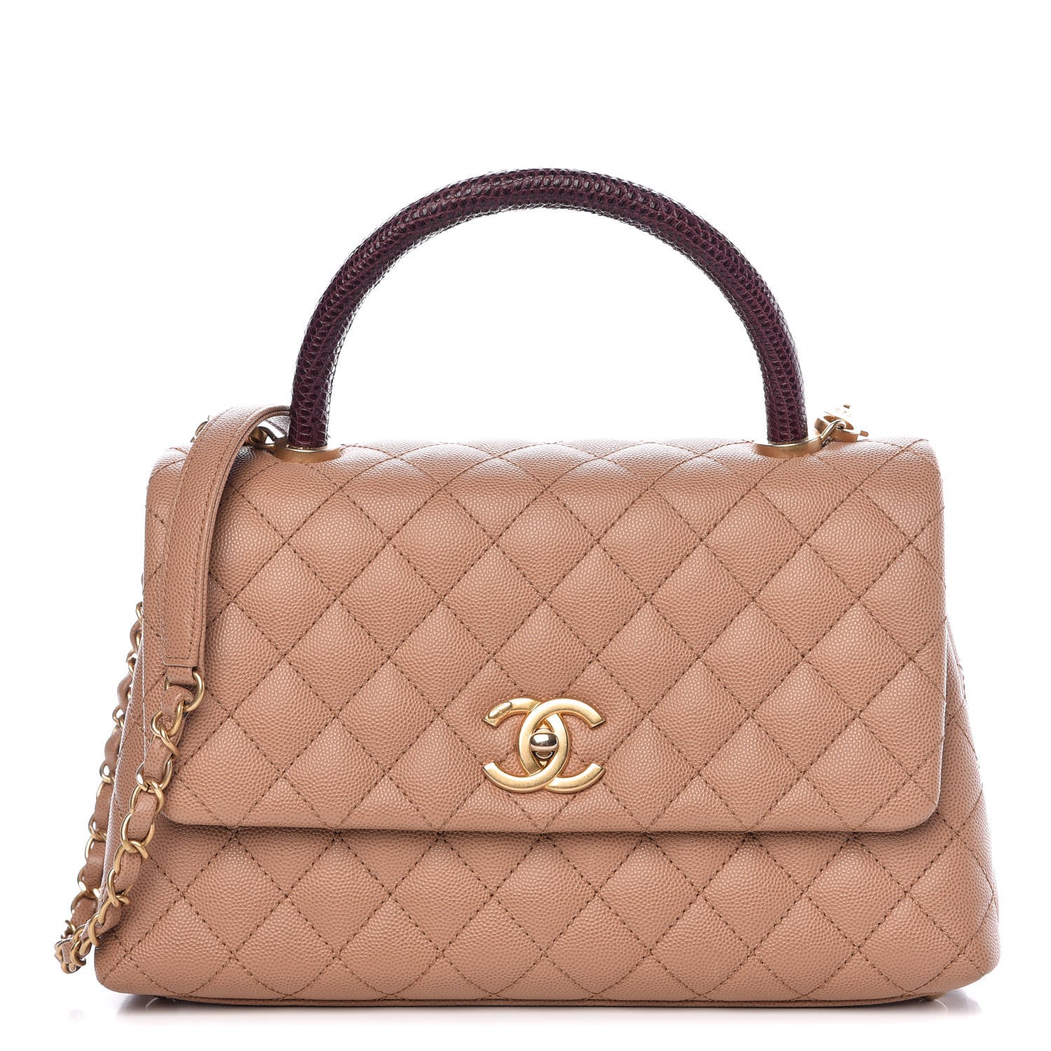Chanel Caviar Lizard Quilted Small Coco Handle Flap Beige 1 of 12
