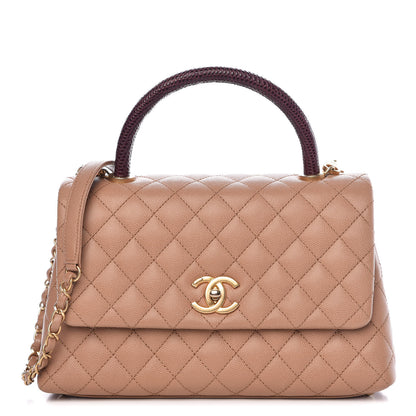 Chanel Caviar Lizard Quilted Small Coco Handle Flap Beige 1 of 12