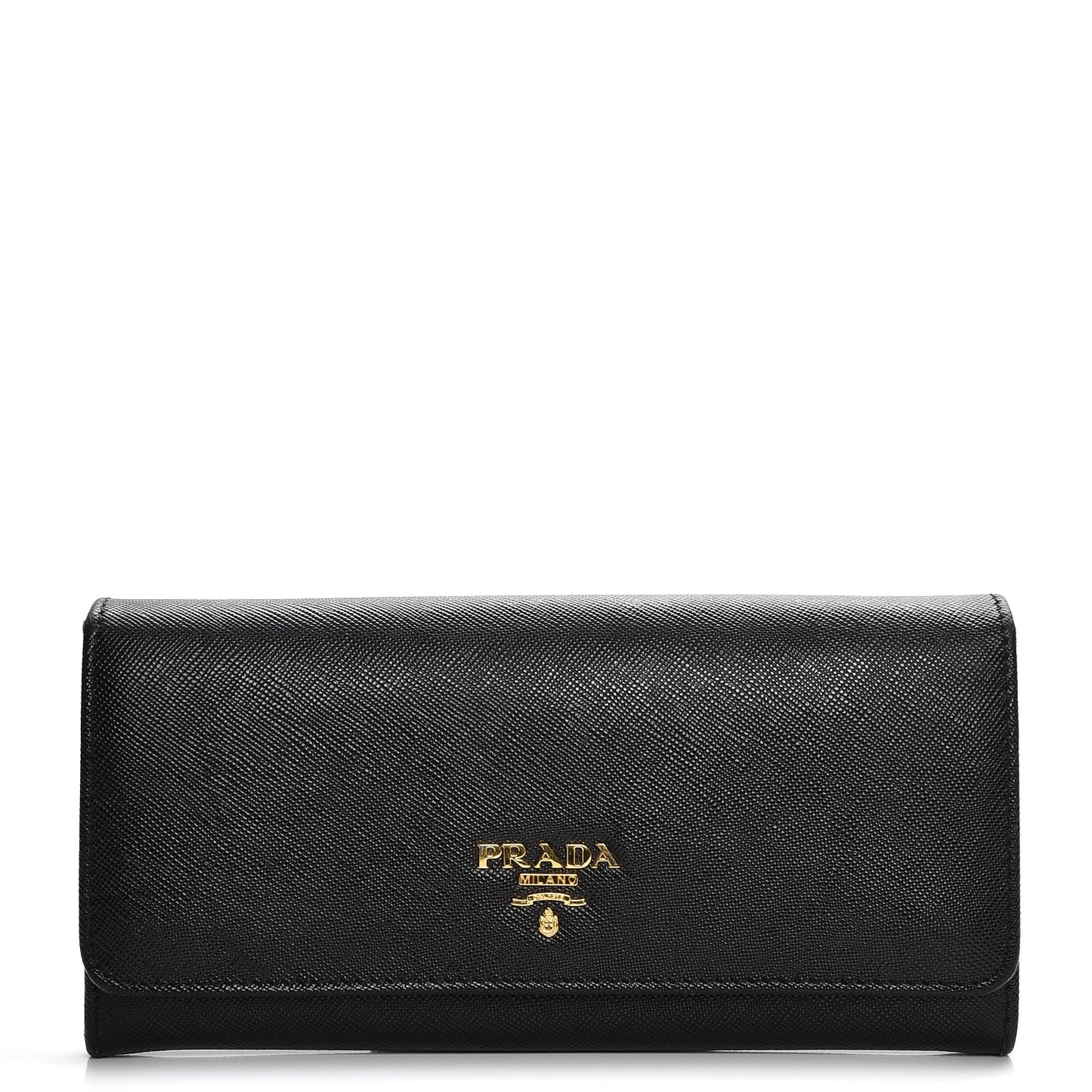 Saffiano Metal Continental Flap Wallet Nero Black