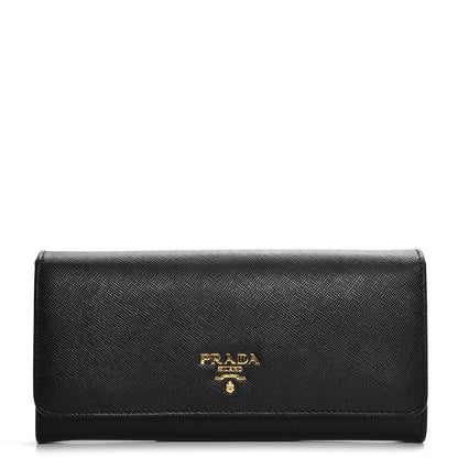Prada Saffiano Metal Continental Flap Wallet Nero Black 1 of 8