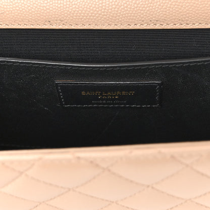Saint Laurent Grain De Poudre Textured Mixed Matelasse Medium Triquilt Monogram Satchel Dark Beige 6 of 9