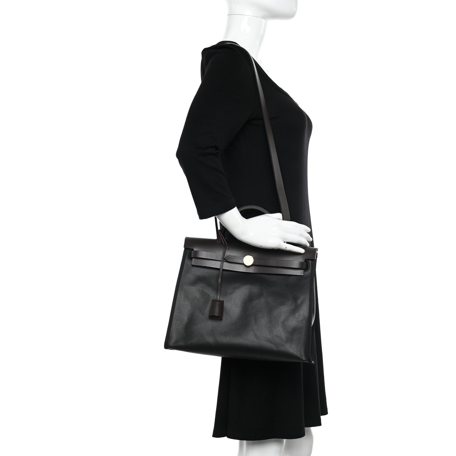 Hermes Toile H Berline Vache Hunter Herbag Zip PM 31 Black 2 of 14