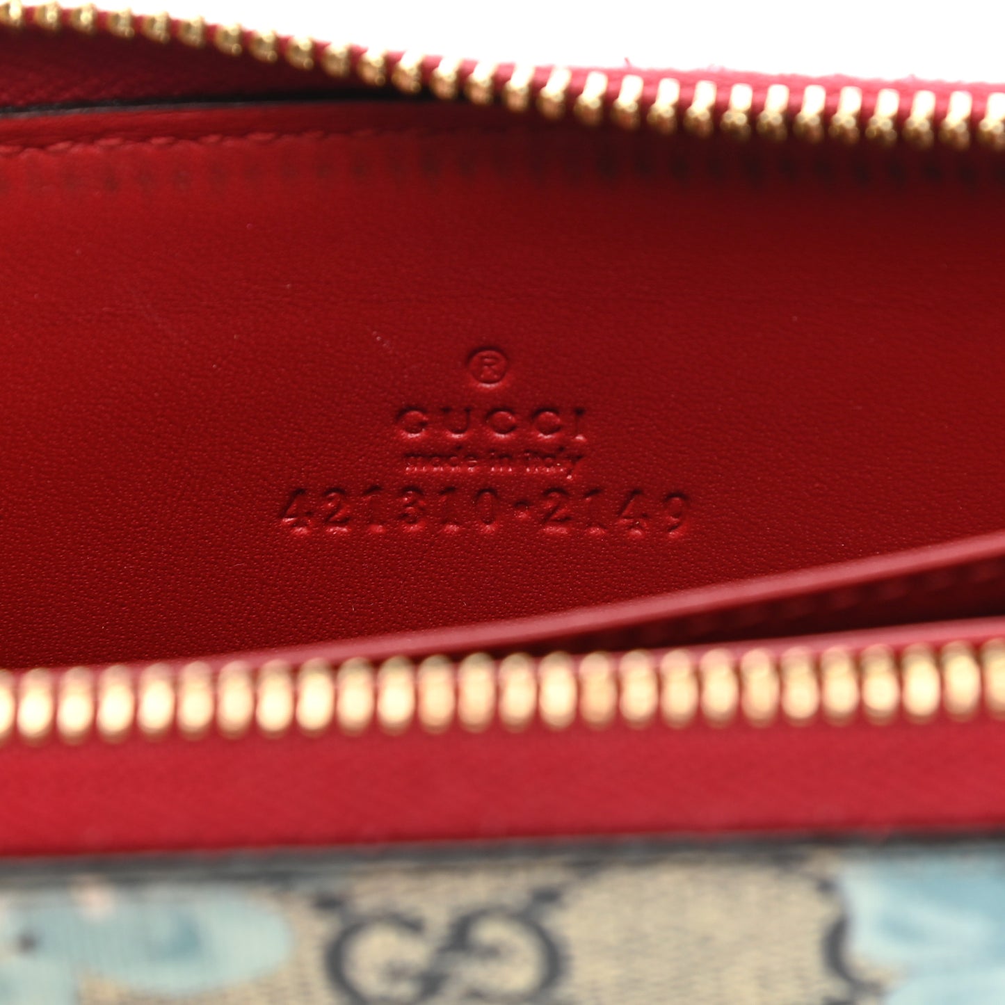 GG Supreme Monogram Blooms Zip Around Card Case Wallet Beige Blue Navy Hibiscus Red Beige Blue Navy Hibiscus Red