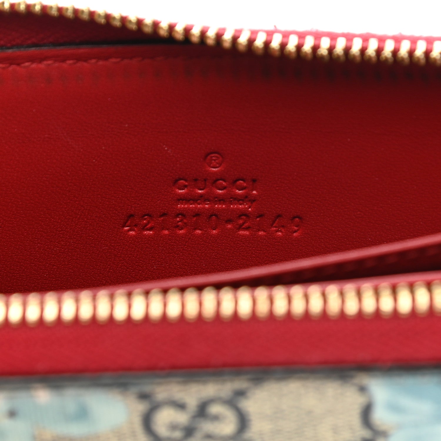 Gucci GG Supreme Monogram Blooms Zip Around Card Case Wallet Beige Blue Navy Hibiscus Red Beige Blue Navy Hibiscus Red 6 of 9