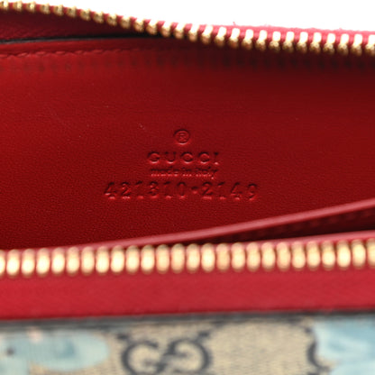 Gucci GG Supreme Monogram Blooms Zip Around Card Case Wallet Beige Blue Navy Hibiscus Red Beige Blue Navy Hibiscus Red 6 of 9