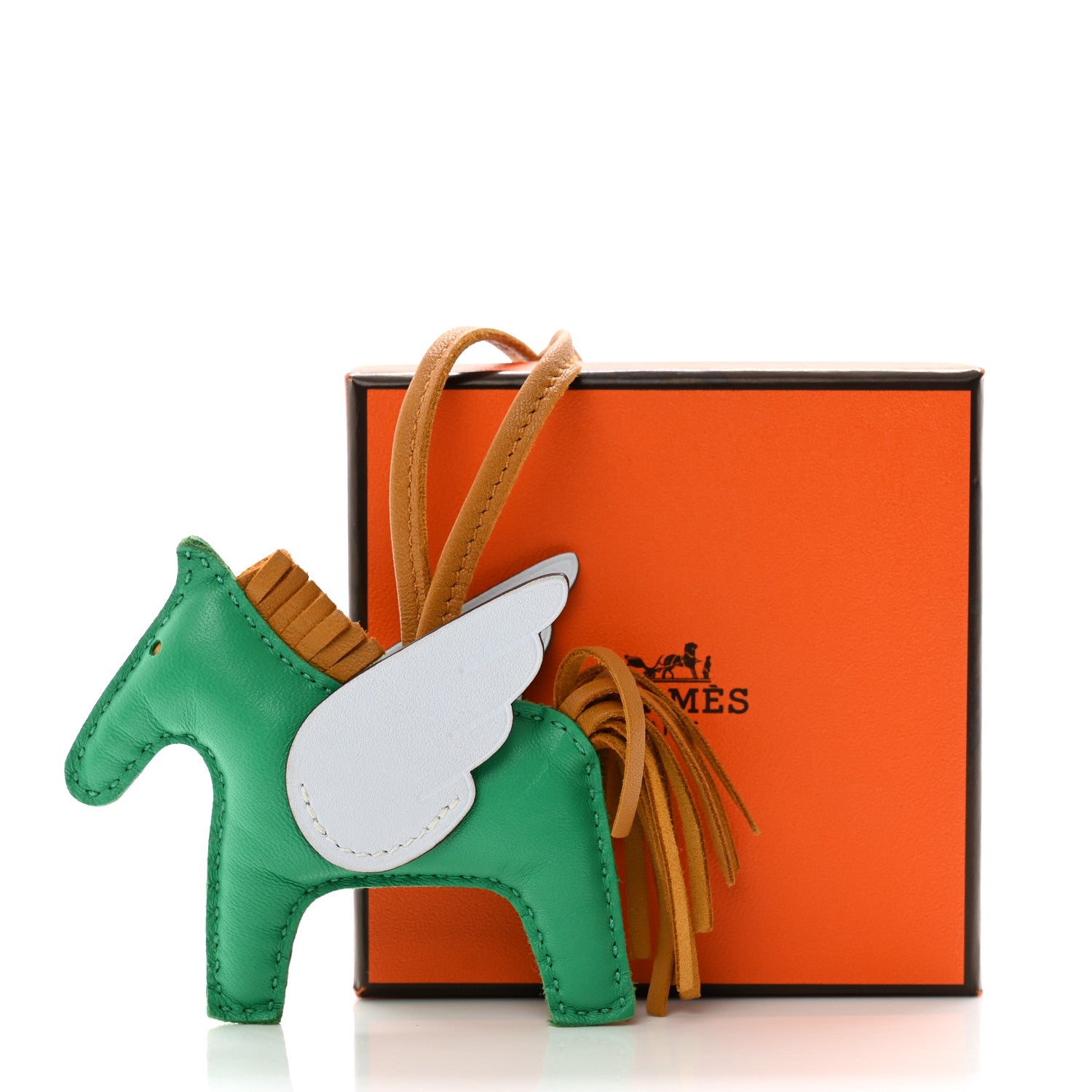 Hermes Milo Lambskin Grigri Rodeo Pegase Horse Bag Charm PM Menthe Sesame Bleu Brume 6 of 6