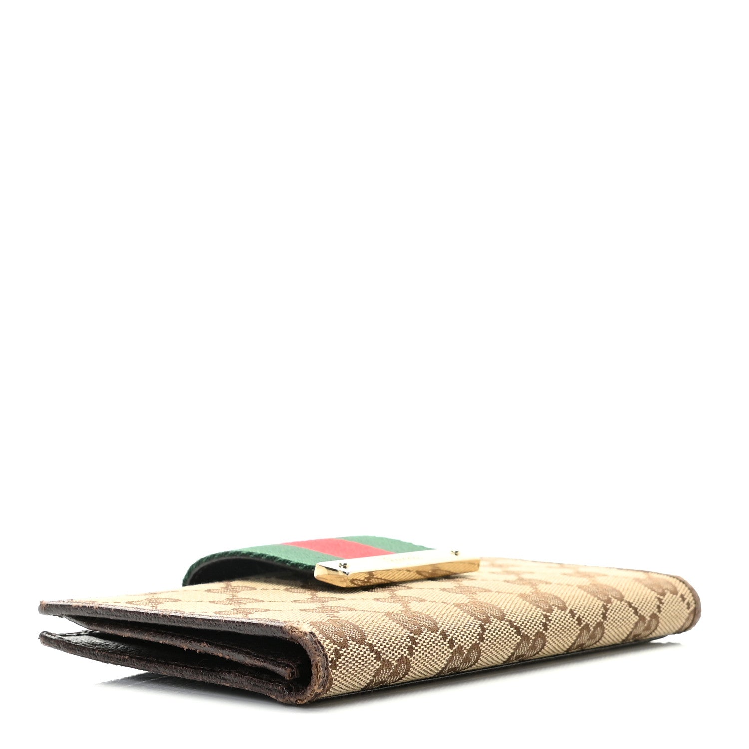 Gucci Monogram Calfskin Ladies Web Continental Wallet Beige Ebony Cocoa 7 of 11
