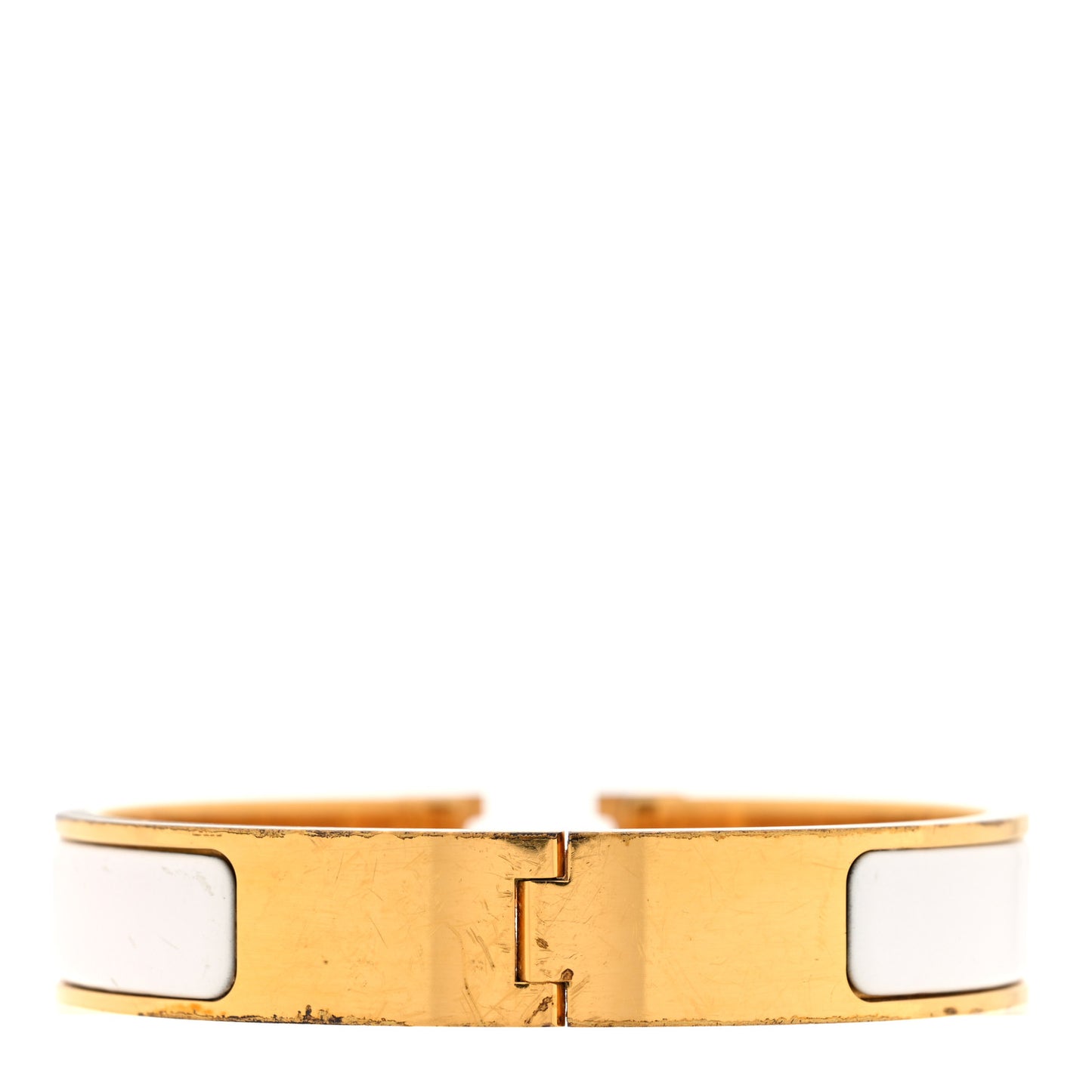 Enamel Narrow Clic Clac H Bracelet PM White