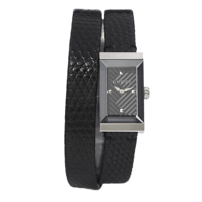 Gucci Stainless Steel Lizard 14mm G-Frame Double Wrap Quartz Watch Black 1 of 6