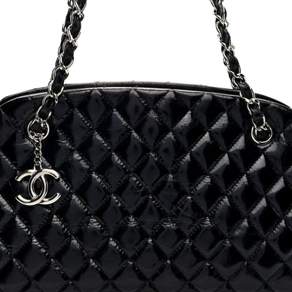 Chanel Patent Quilted Medium Just Mademoiselle Bowling Bag Black 8 of 10