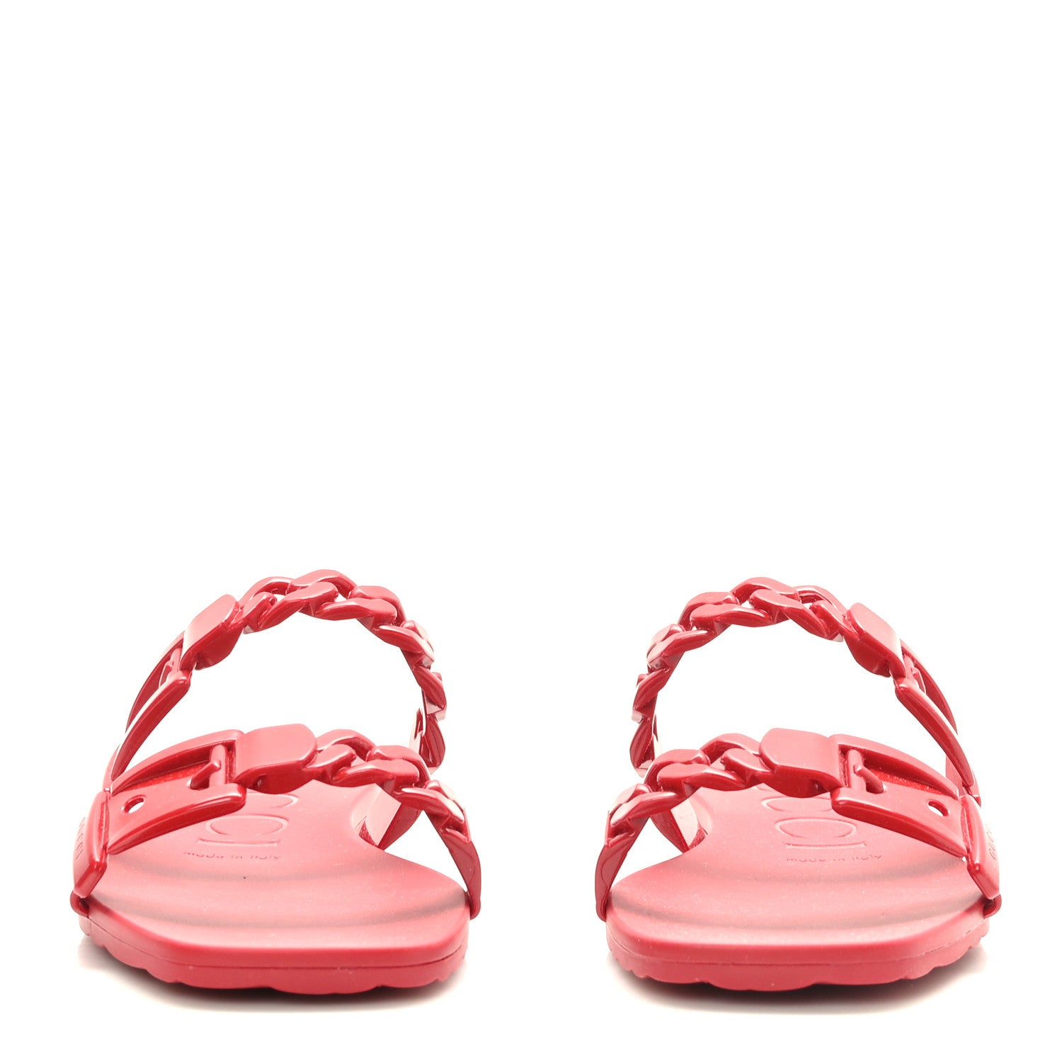 Gucci Rubber Womens Slide Sandals 36 Hibiscus Red 2 of 9