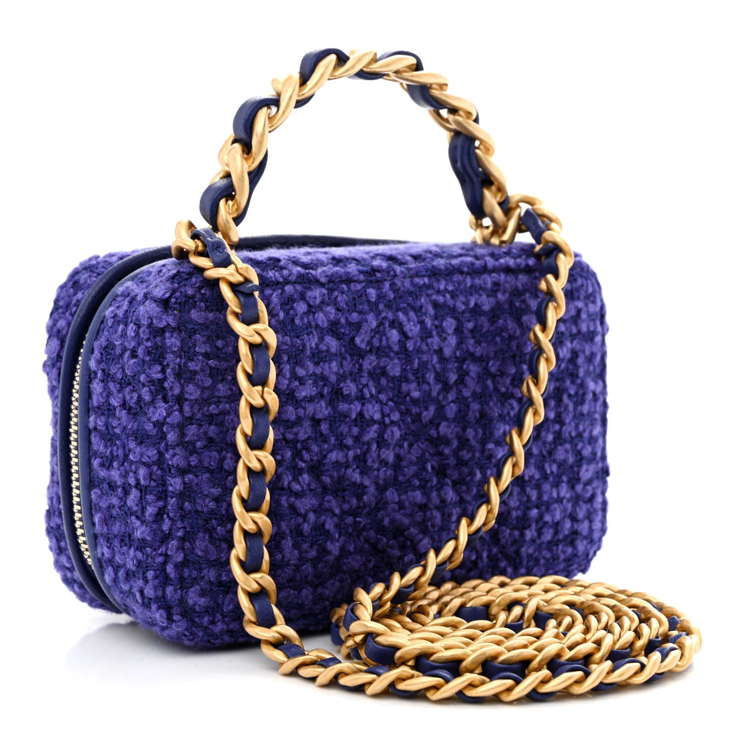 Tweed Top Handle Vanity Case Purple