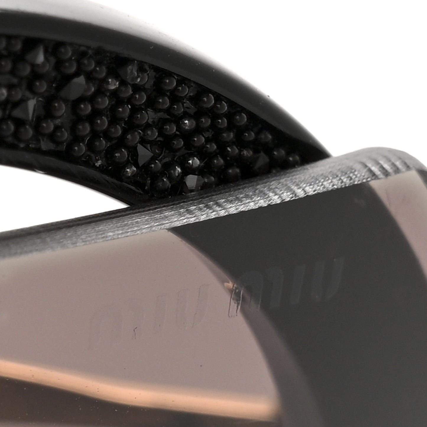Acetate Glitter Round Sunglasses SMU06S Black