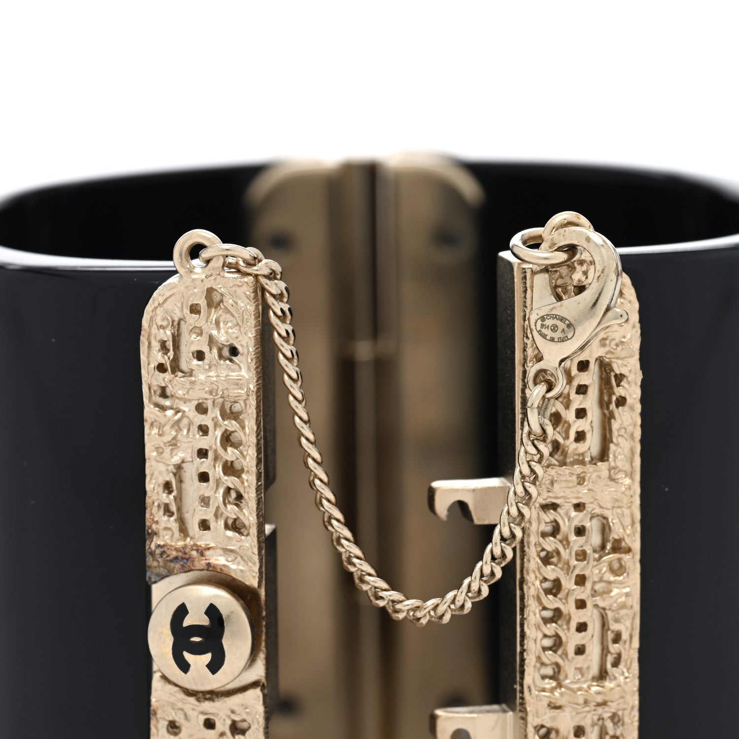 Chanel Resin CC Wide Cuff Black Gold 3 of 3