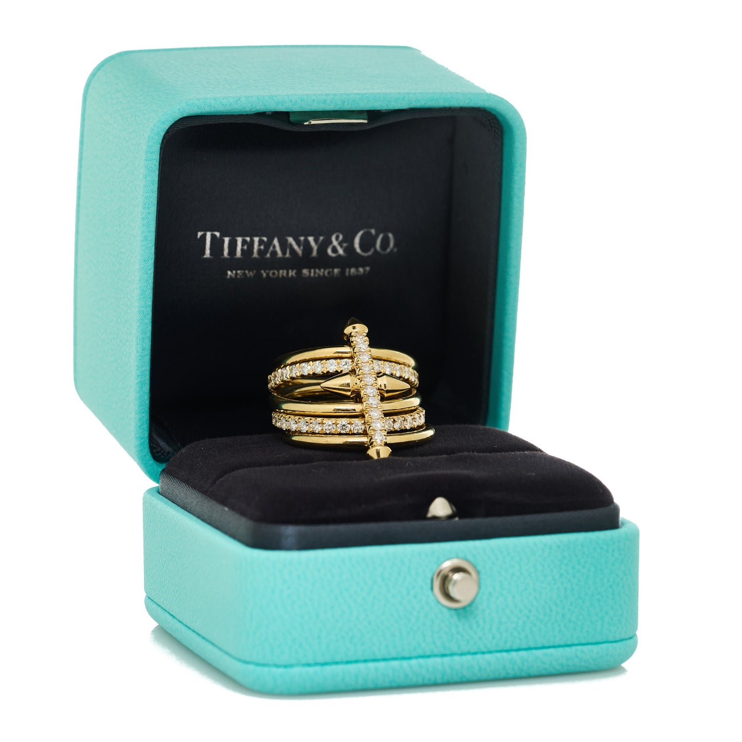 X PHARRELL 18K Yellow Gold Diamond Titan Five Row Ring 55 7.25