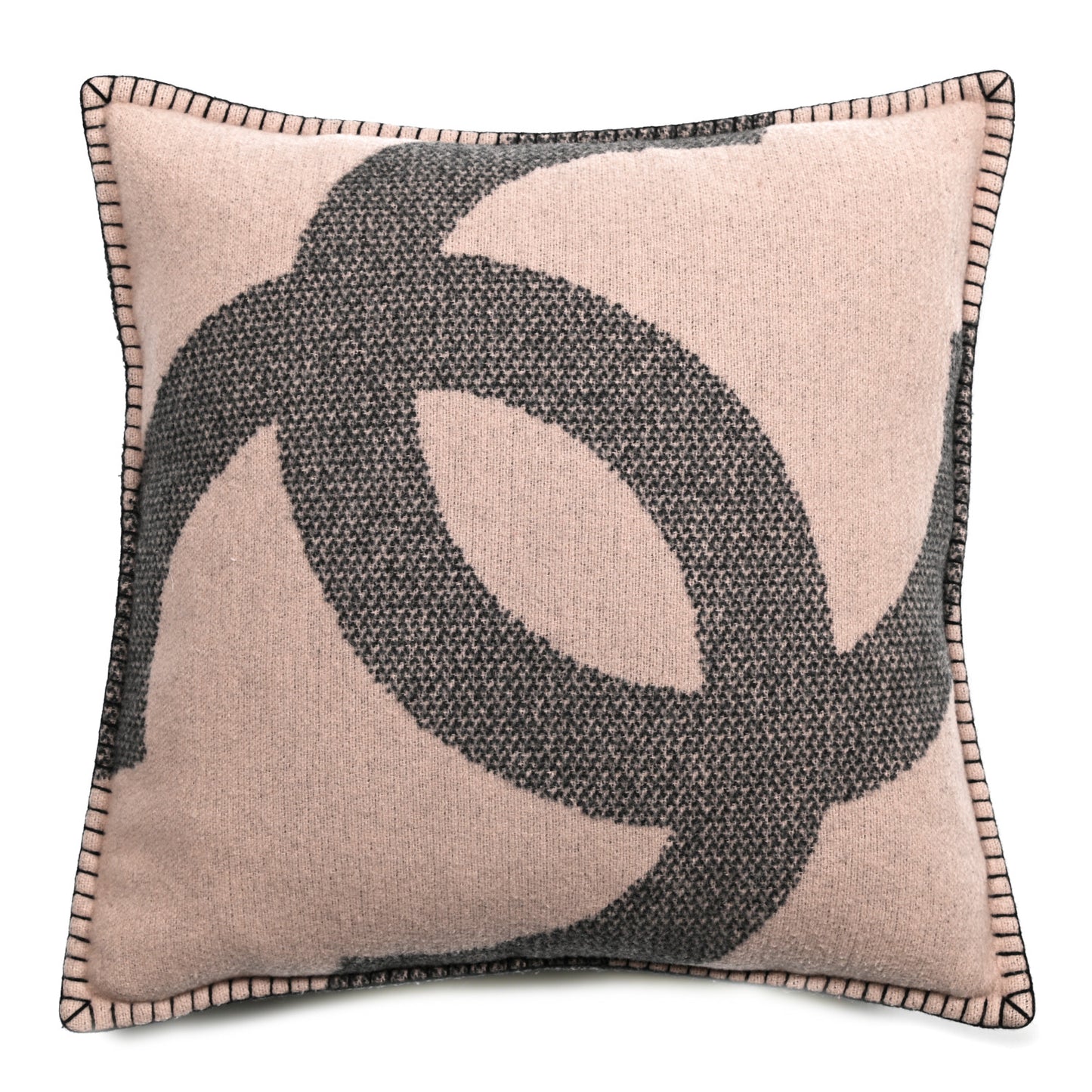 Merino Wool Cashmere CC Pillow Black Pink