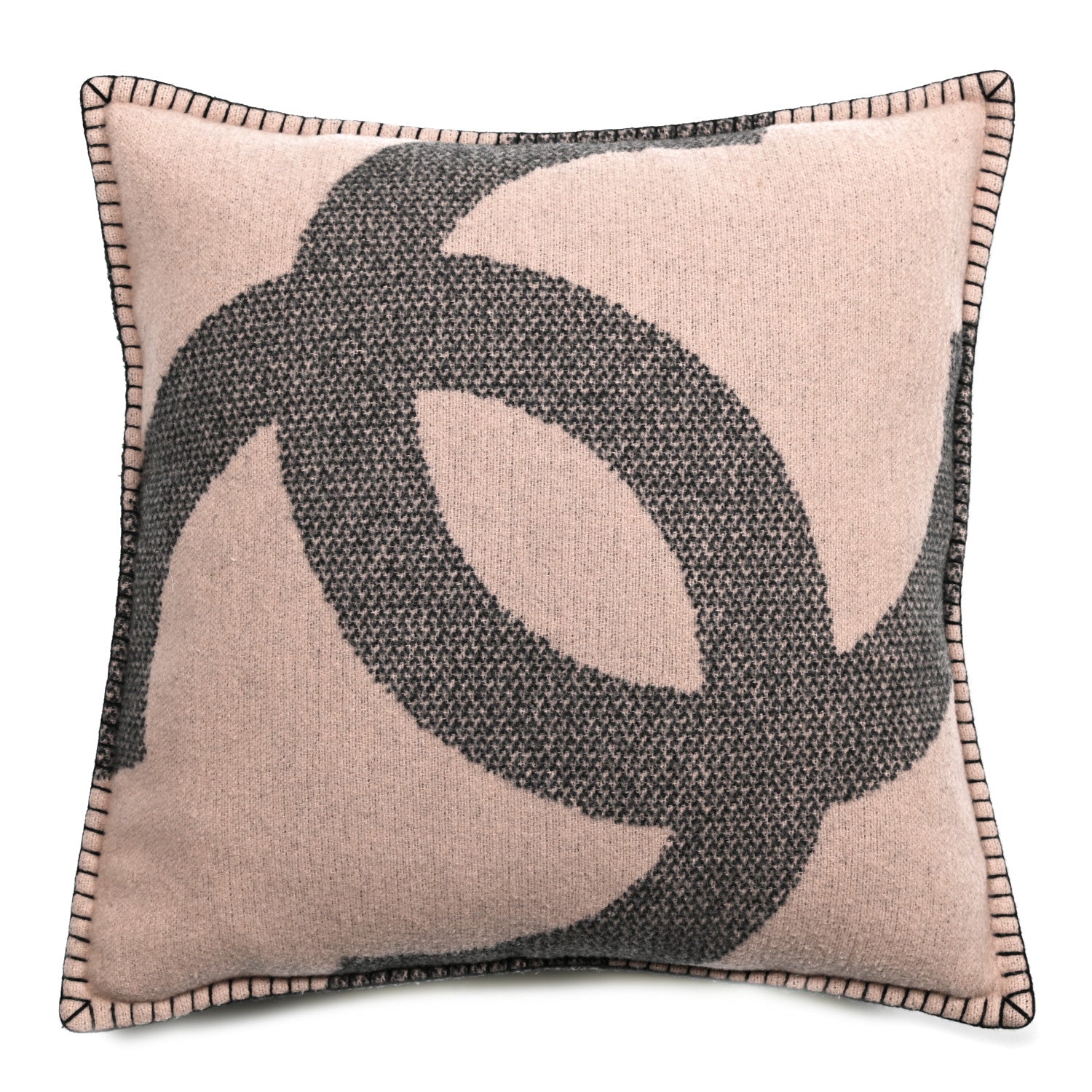 Chanel Merino Wool Cashmere CC Pillow Black Pink 1 of 3
