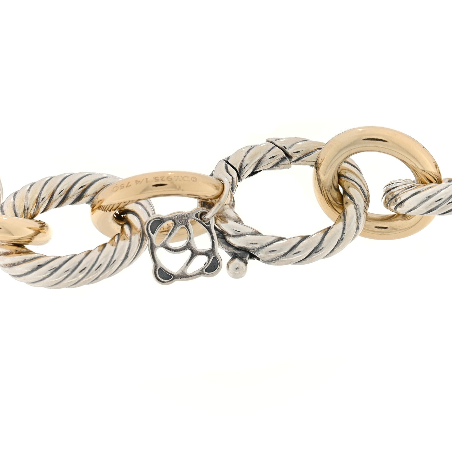 Sterling Silver 18K Yellow Gold 12mm Large Oval Link Bracelet