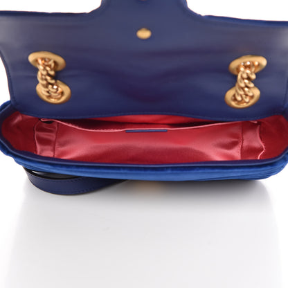 Gucci Velvet Matelasse Mini GG Marmont Shoulder Bag Cobalt Blue 5 of 7