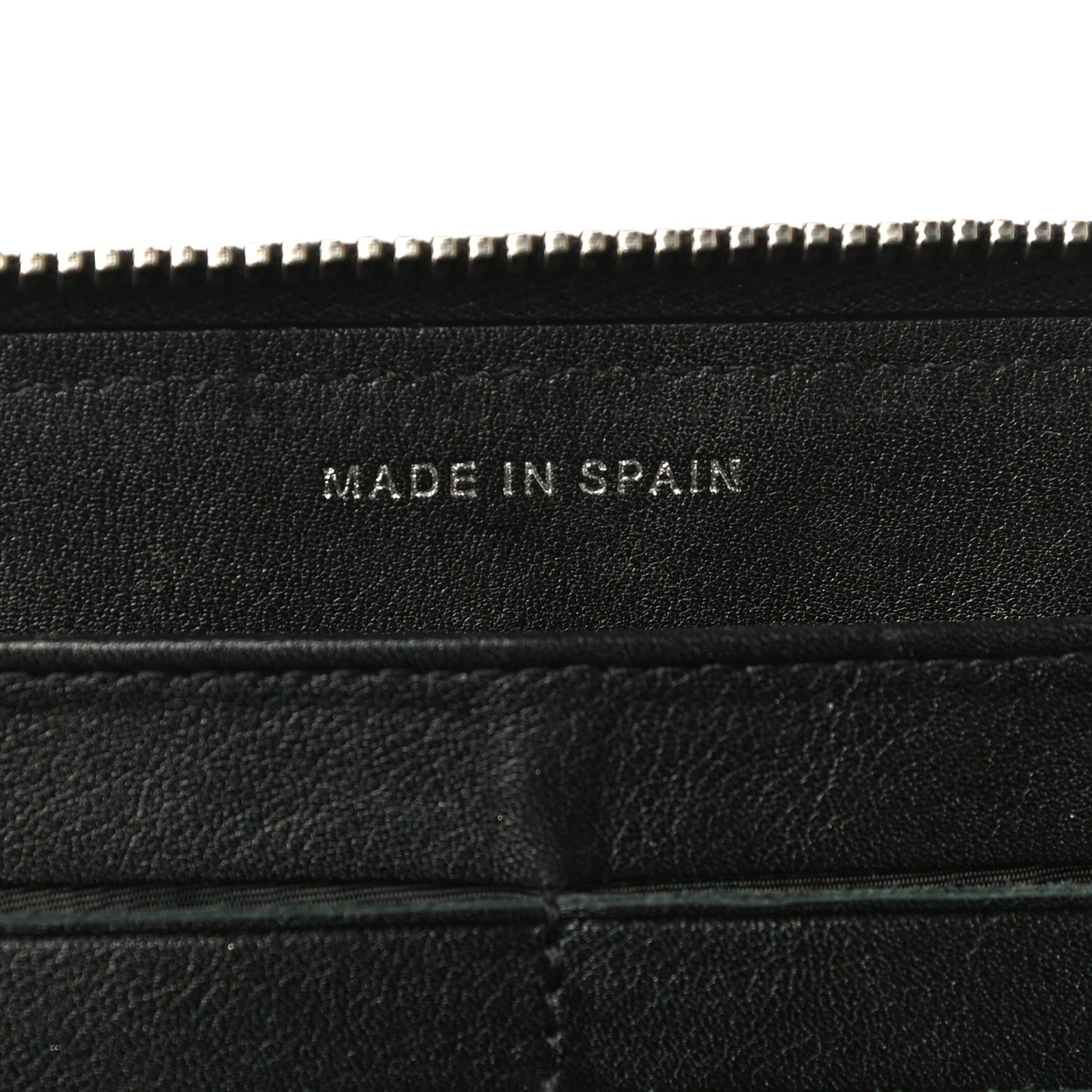 Striated Patent Zip Around Wallet Black