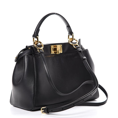 Fendi Nappa Mini Peekaboo Iconic Satchel Black 2 of 11