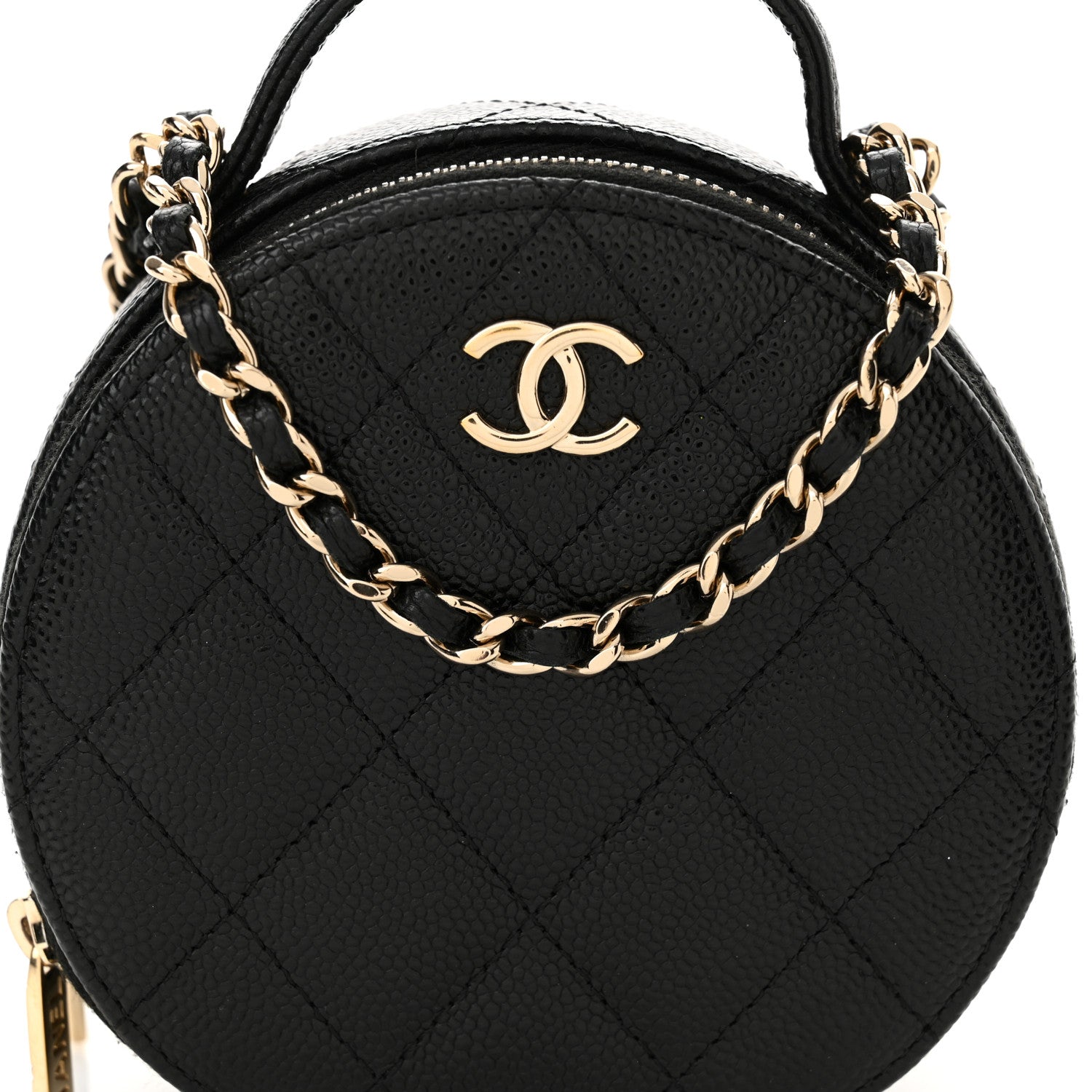 Chanel Caviar Quilted Round Handle With Care Vanity With Chain Black 9 of 13