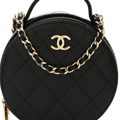 Chanel Caviar Quilted Round Handle With Care Vanity With Chain Black 9 of 13