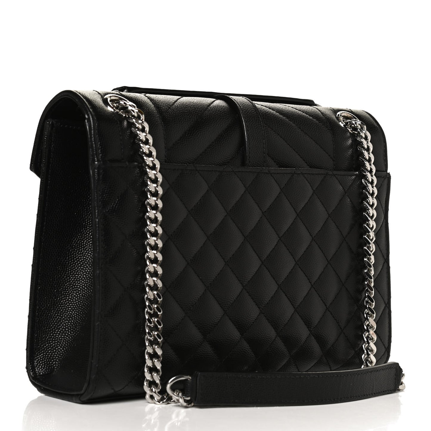 Grain De Poudre Textured Mixed Matelasse Triquilt Medium Monogram Satchel Black