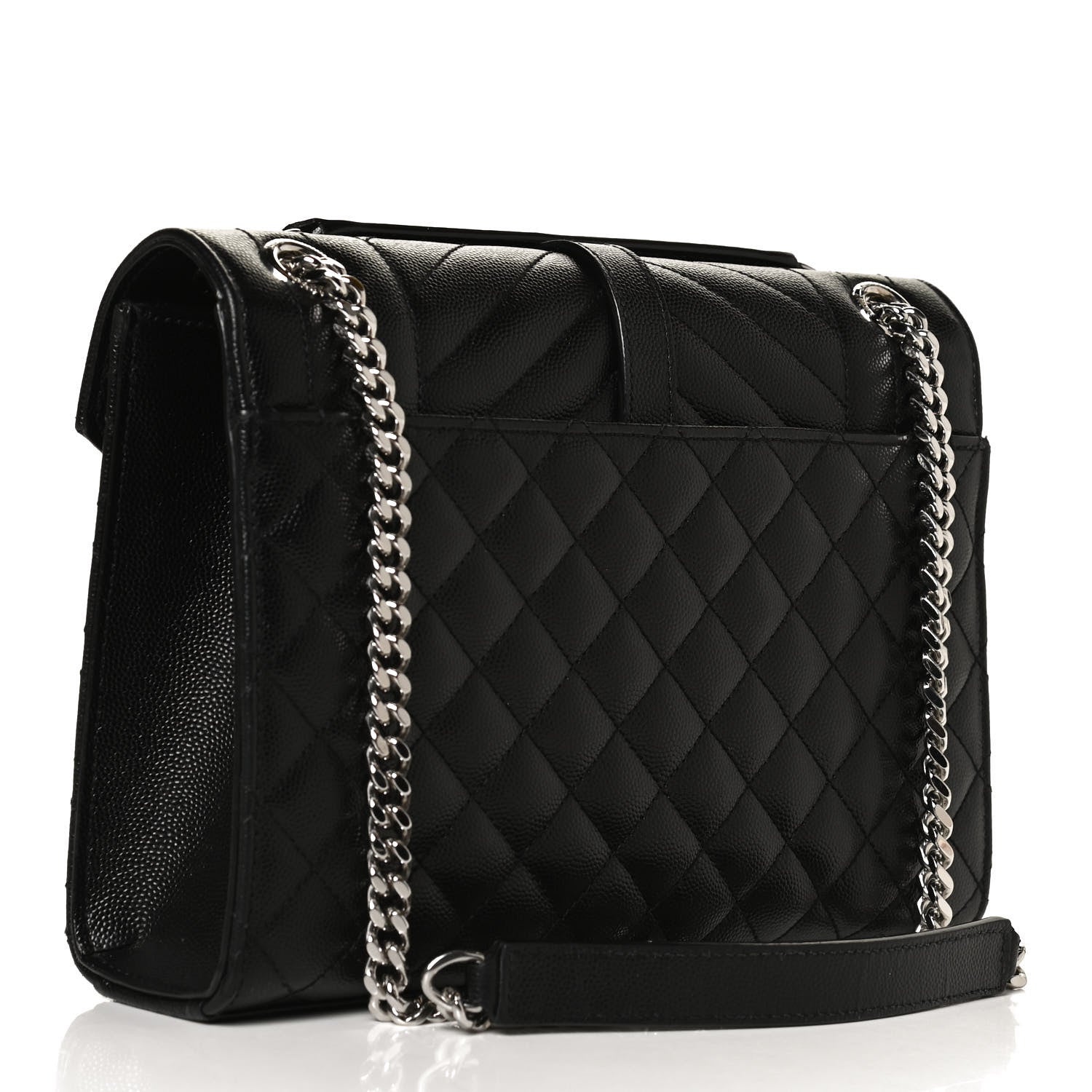 Saint Laurent Grain De Poudre Textured Mixed Matelasse Triquilt Medium Monogram Satchel Black 3 of 12