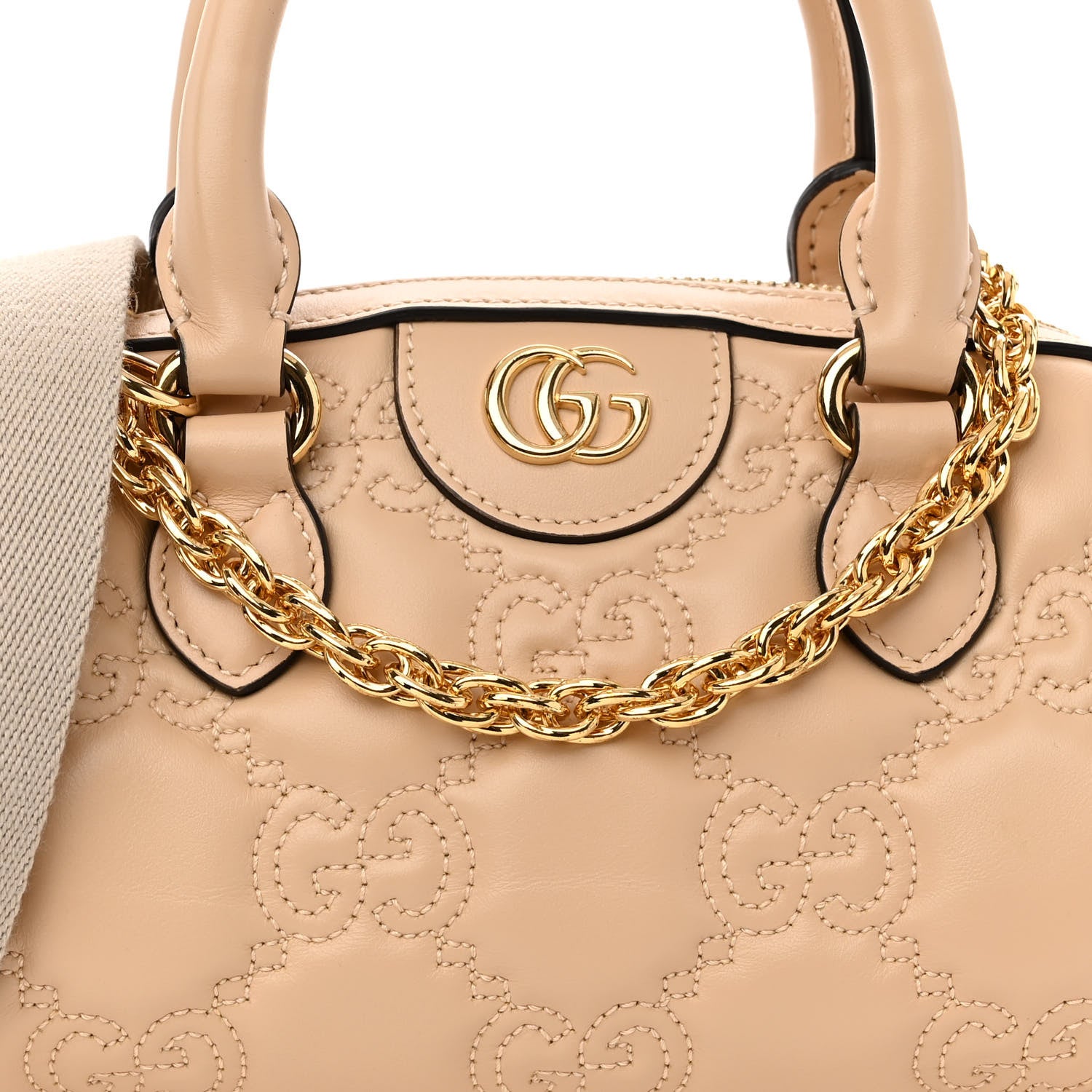 Gucci Calfskin GG Matelasse Mini Bowler Bag Naturale 7 of 9