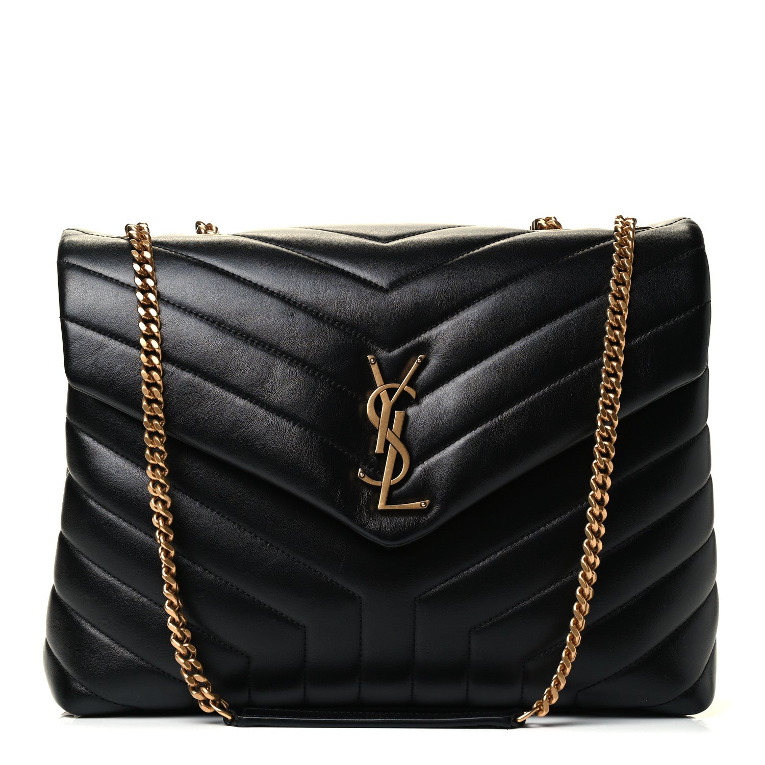 Saint Laurent Calfskin Y Quilted Monogram Medium Loulou Chain Satchel Black 1 of 4