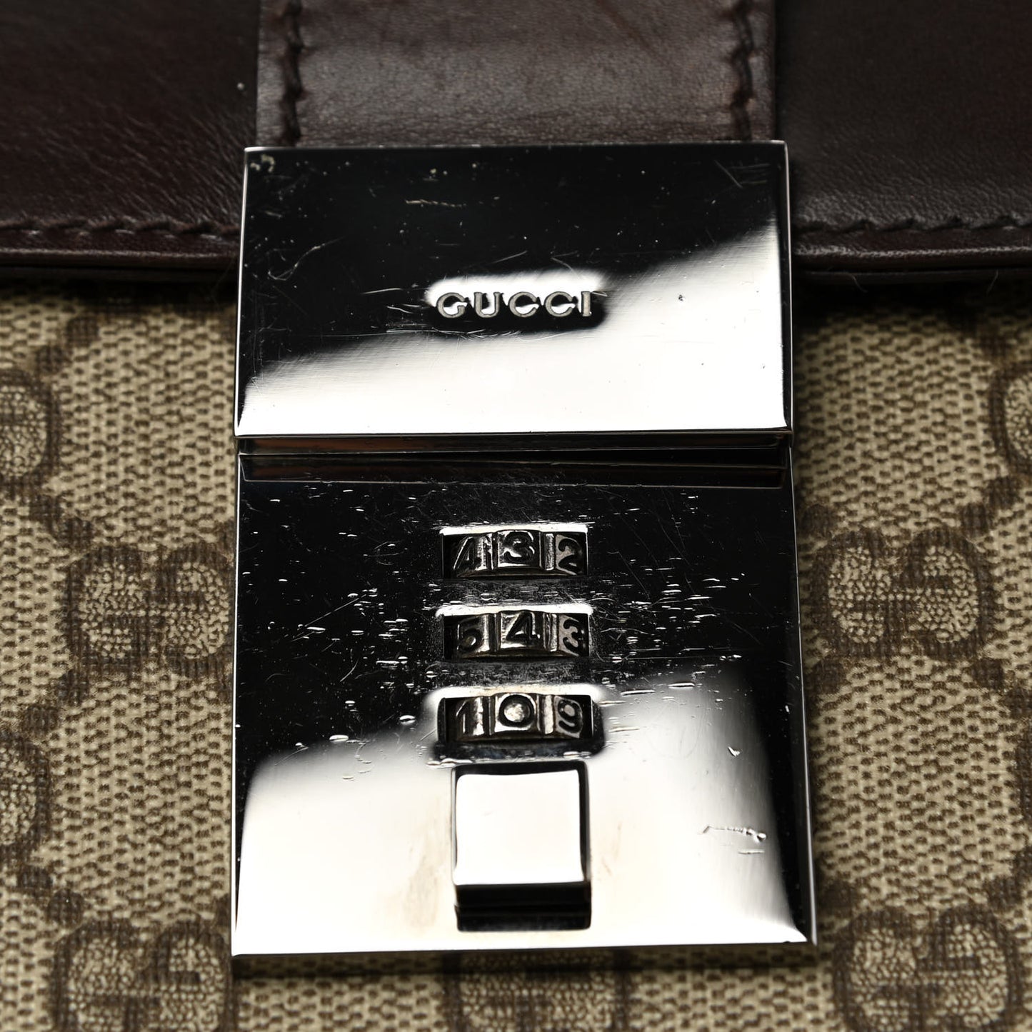 GG Supreme Monogram Flap Briefcase Brown