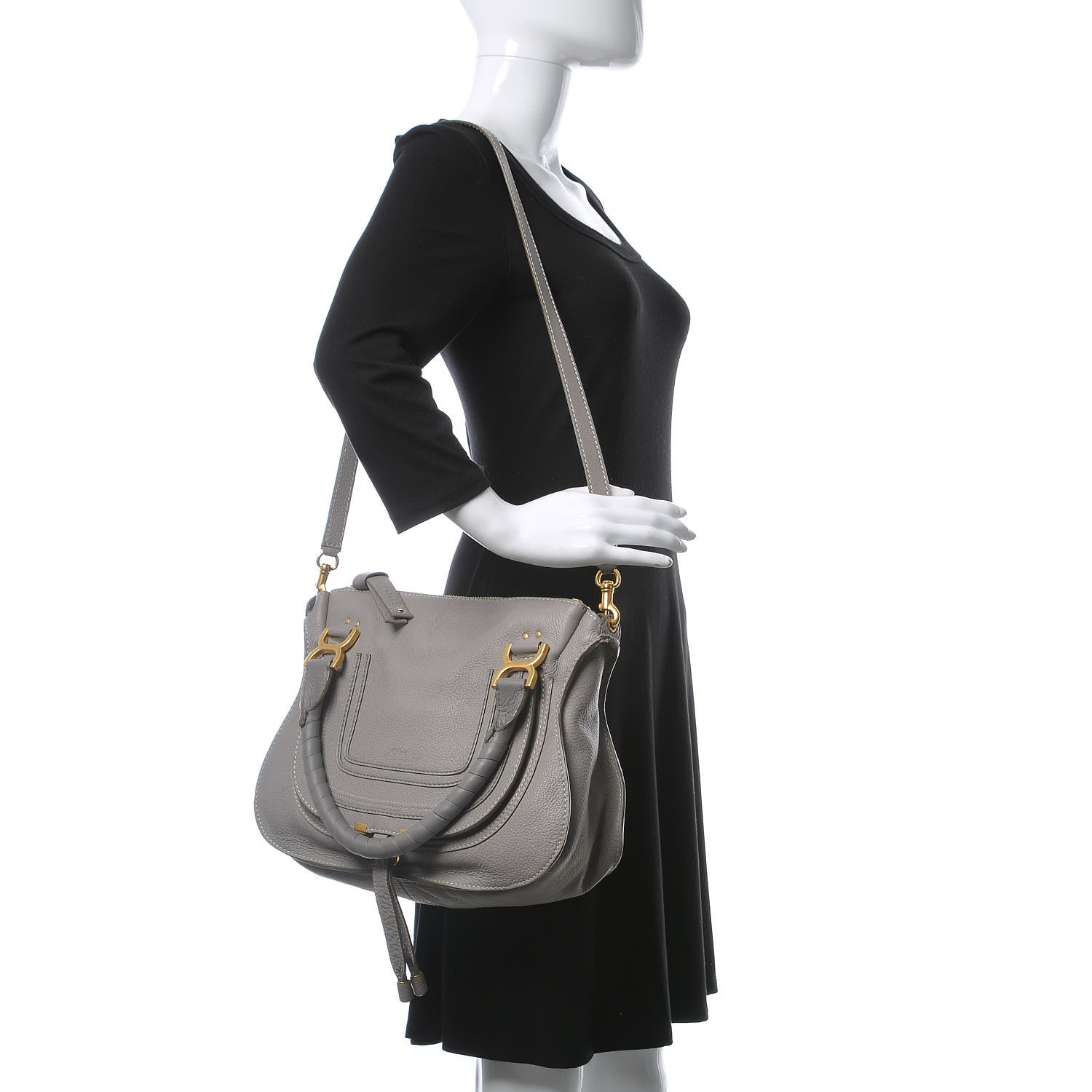 Chloe Calfskin Medium Marcie Satchel Cashmere Grey 2 of 8