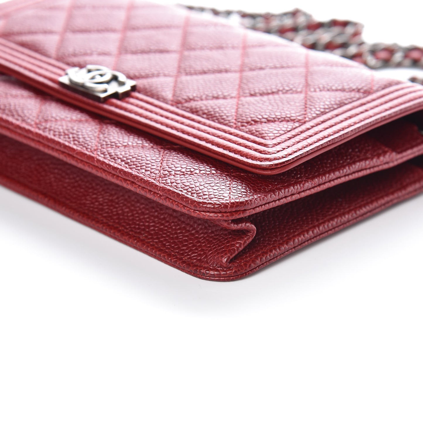 Caviar Quilted Boy Wallet On Chain WOC Red