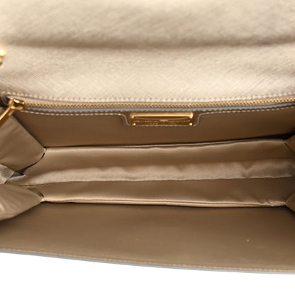 Salvatore Ferragamo Metallic Hammered Calfskin Vara Bow Chain Flap Crossbody Silver Gold 9 of 23