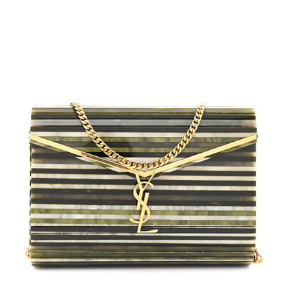Saint Laurent Plexiglass Monogram Vicky Minaudiere Clutch Green Multicolor 1 of 10