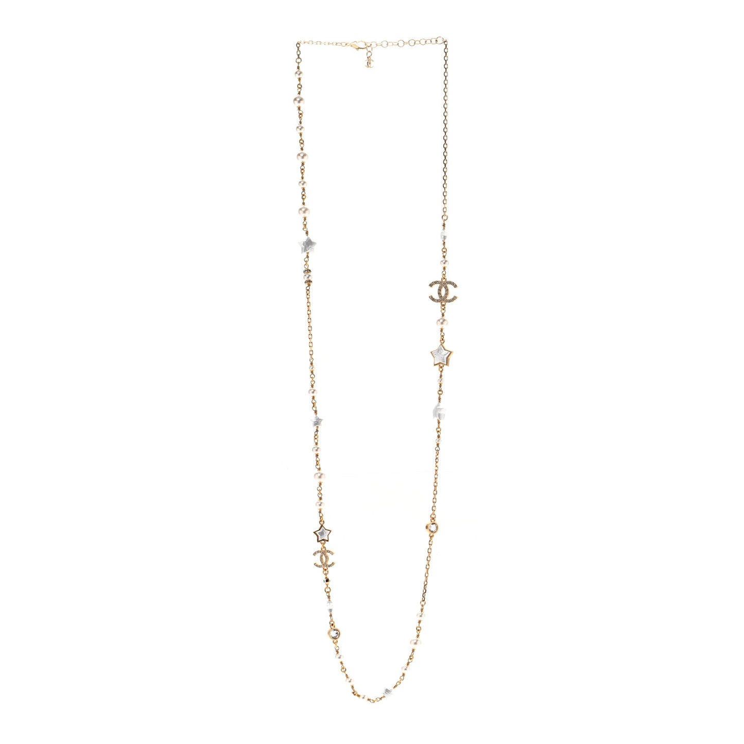 Pearl CC Star Long Necklace Gold