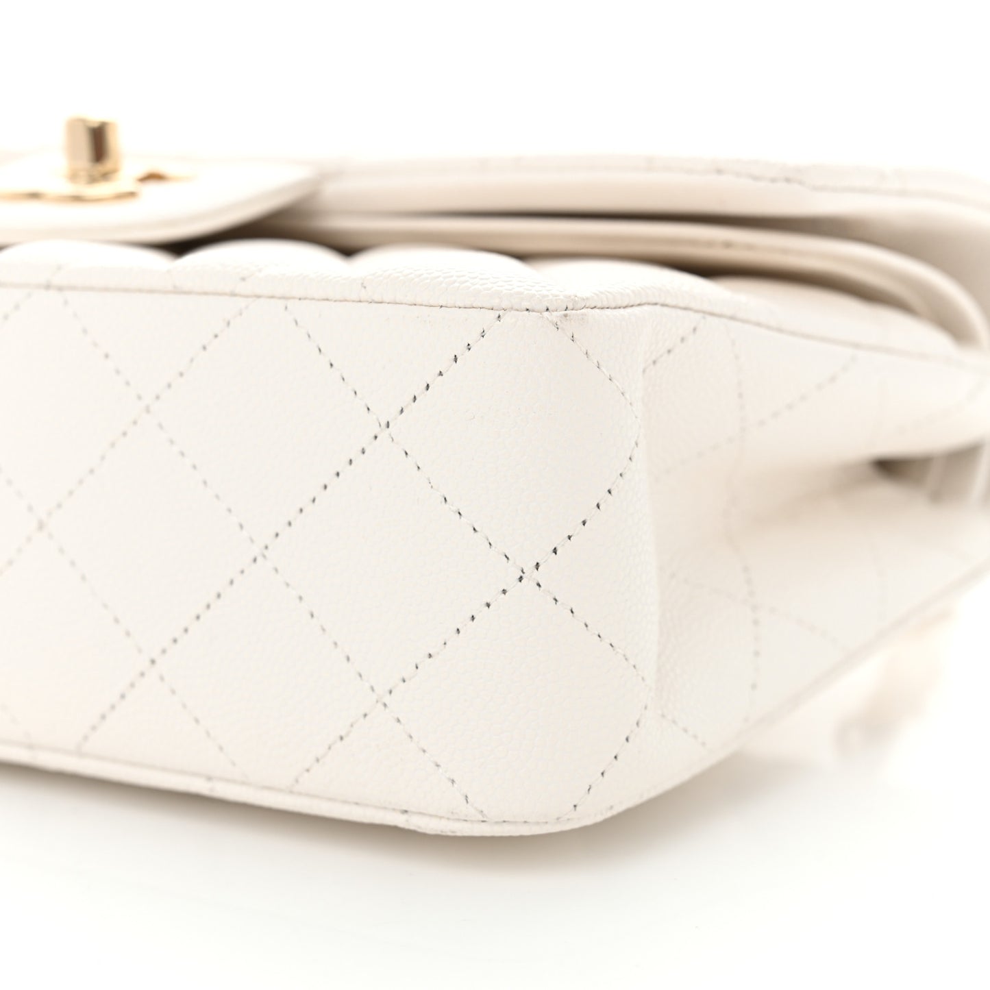 Caviar Quilted Small Double Flap White