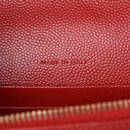 Saint Laurent Grain De Poudre Matelasse Chevron Monogram Envelope Chain Wallet New Red 8 of 9