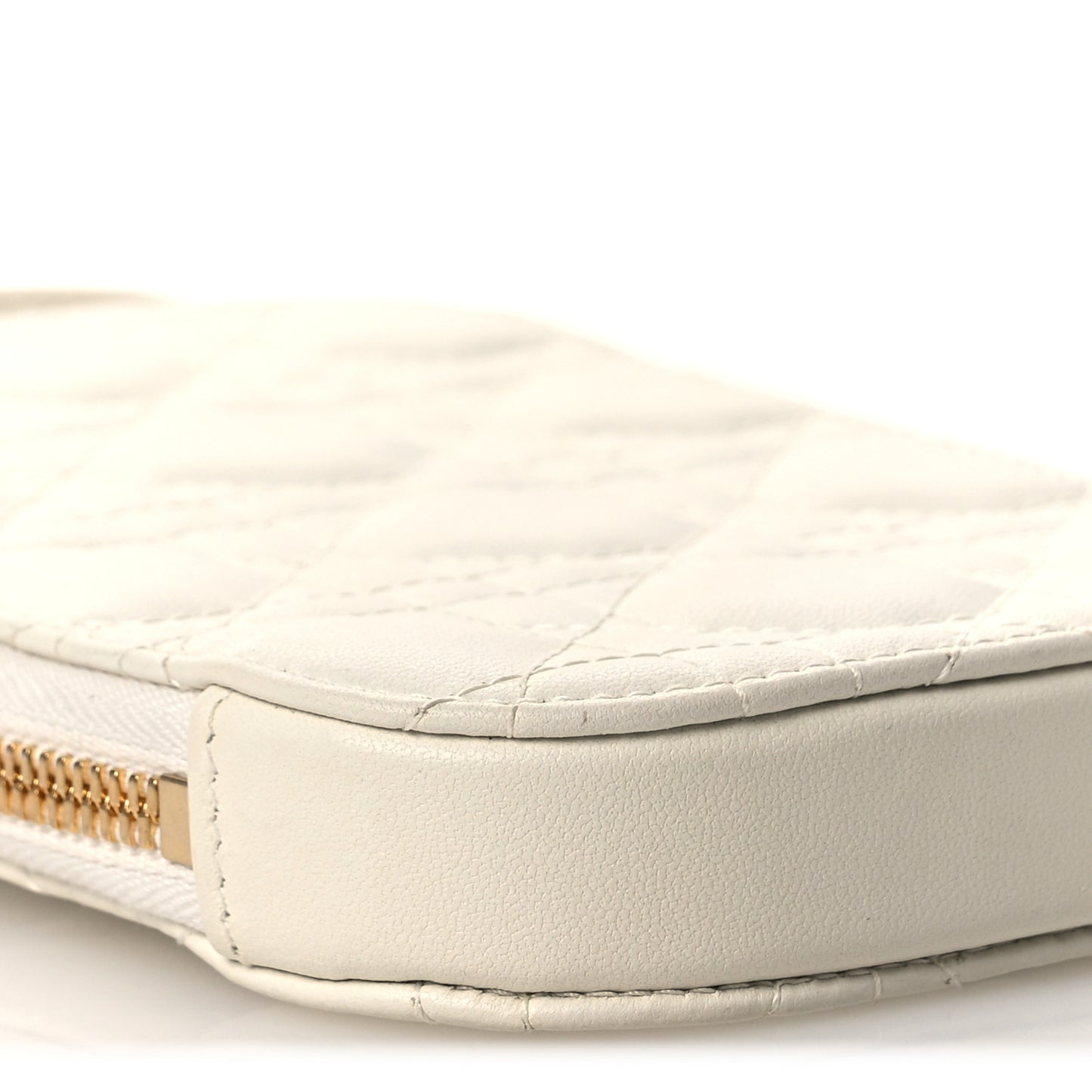 Lambskin Cannage Lady Dior Phone Holder Latte