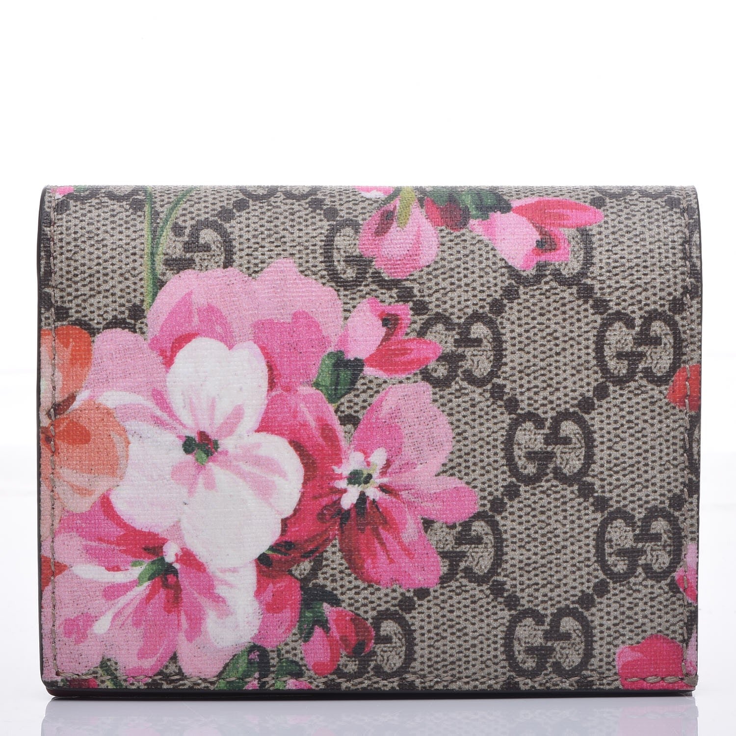 Gucci GG Supreme Monogram Blooms Card Case Beige Multicolor Dry Rose 1 of 8