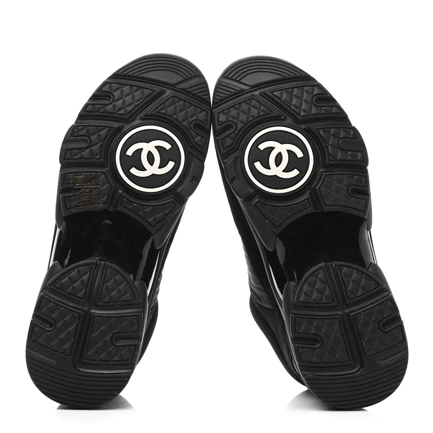 Chanel Nylon Calfskin Suede CC Sneakers 36 Black 5 of 8