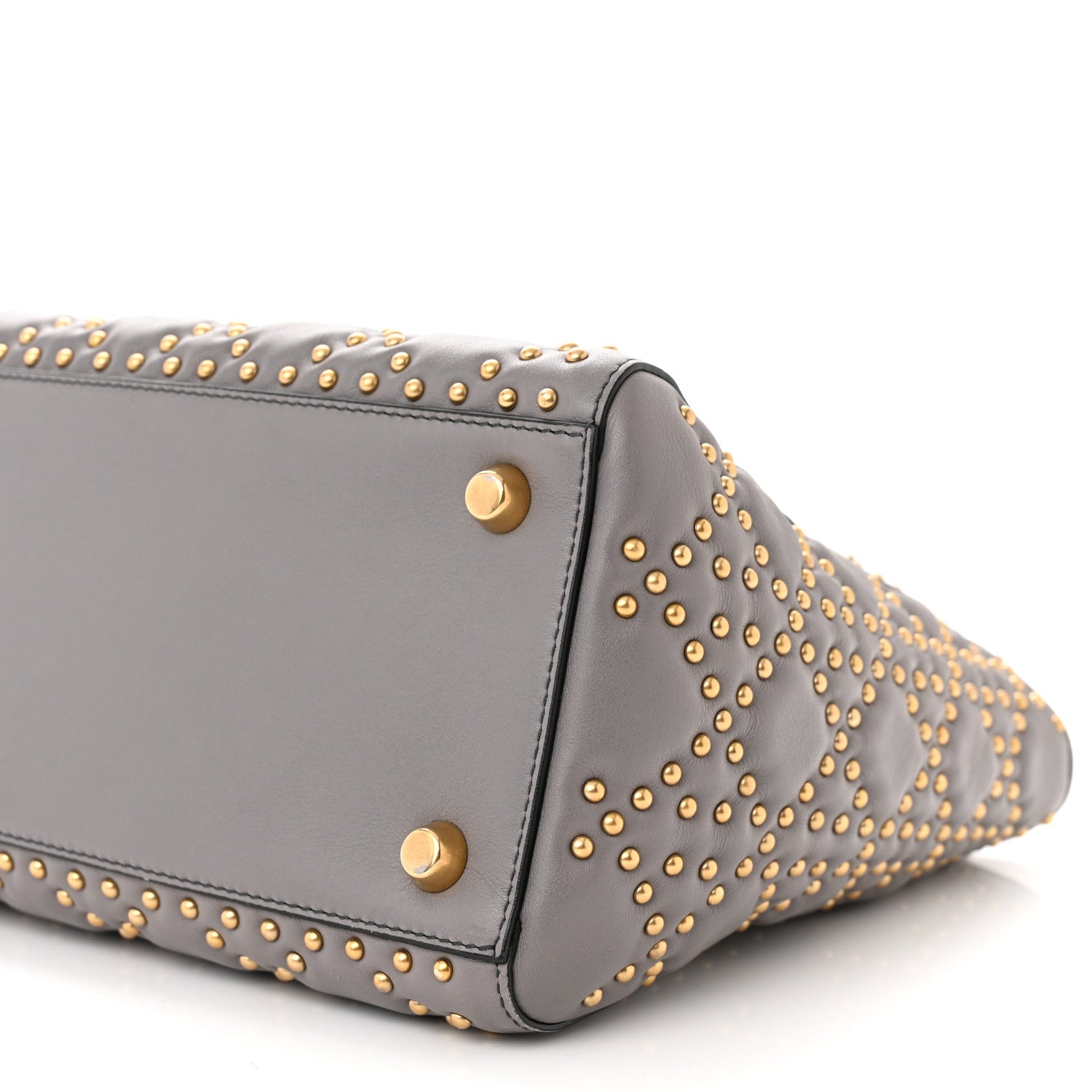 Christian Dior Calfskin Cannage Studded Medium Supple Lady Dior Grey 10 of 11