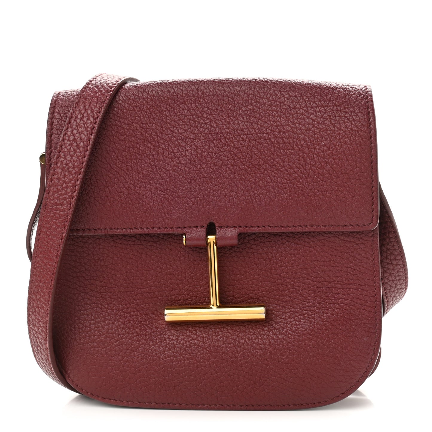 Calfskin Small T Clasp Tara Crossbody Bag Cabernet