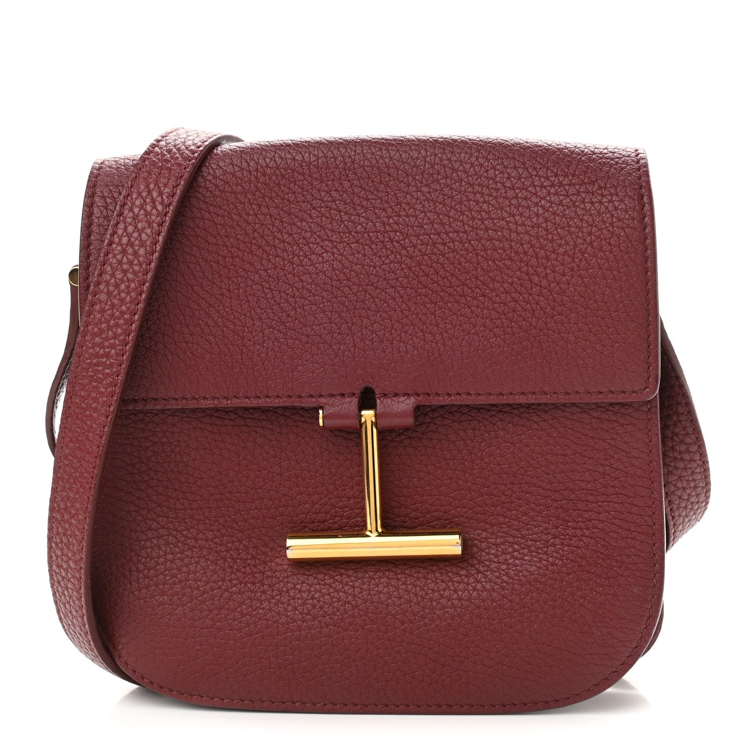Tom Ford Calfskin Small T Clasp Tara Crossbody Bag Cabernet 1 of 10