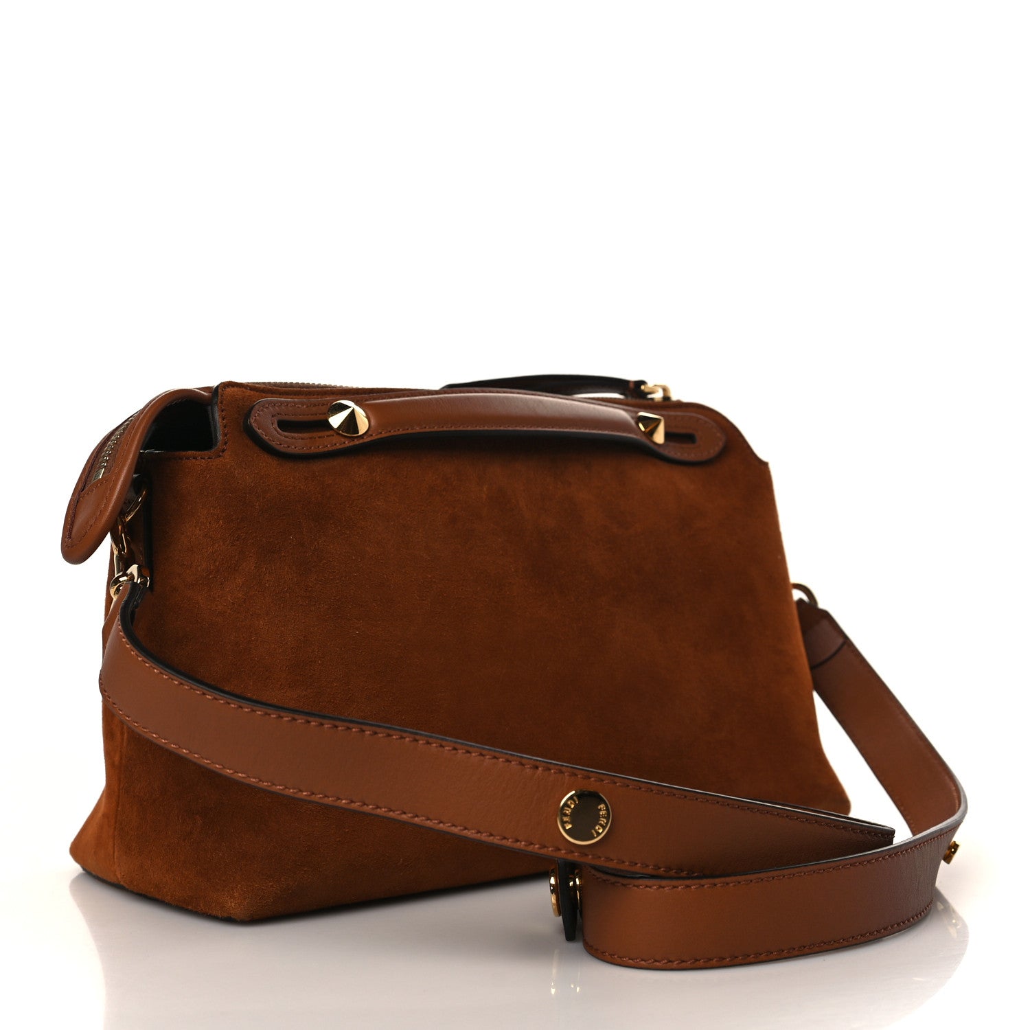 Fendi Suede Vitello Dolce Coin Pocket Medium By The Way Boston Bag Cuoio Corteccia 2 of 8