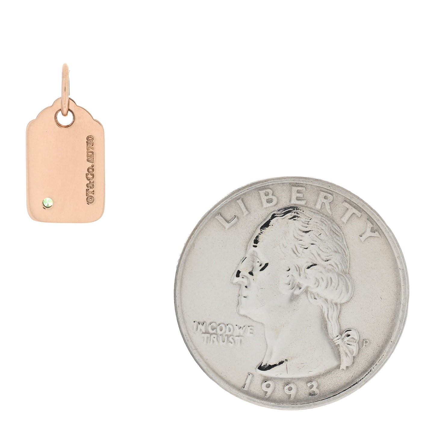 18K Rose Gold Tsavorite Tag Charm Pendant