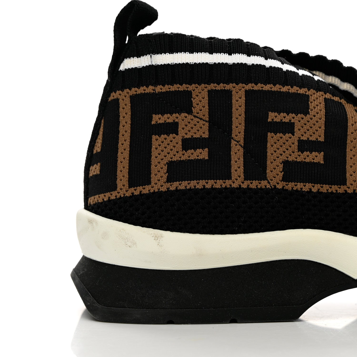 Fendi Stretch Yarn FF Stiff Band Rockoko Sneakers 37.5 Black White Tobacco 16 of 19