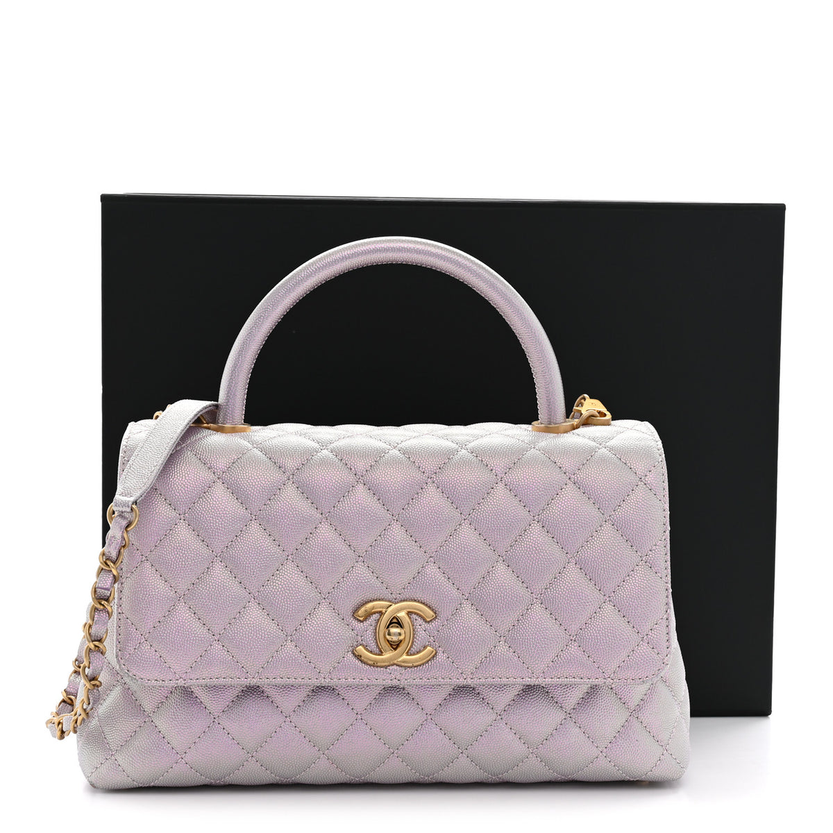 Chanel Metallic Caviar Quilted Small Coco Handle Flap Light Pink 11 of 11